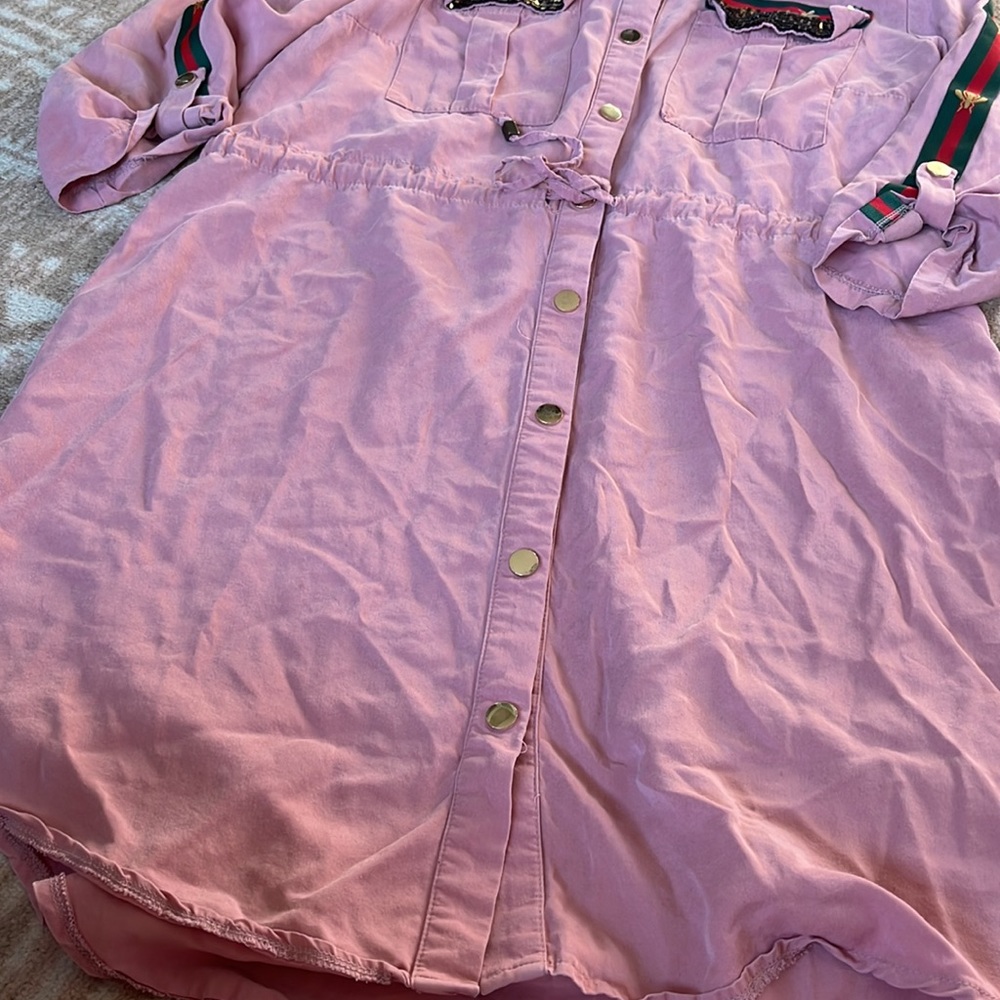 Pink Sequin Detailed Bee Dress Size Large - Picture 7 of 9